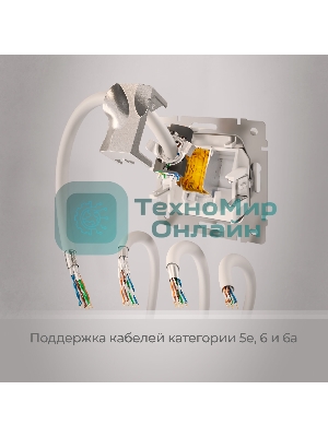Розетка Ethernet RJ-45 cat. 6A экранированная (белый матовый)