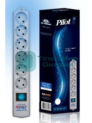 Сетевой фильтр Pilot S 5 м, 6 розеток, белый, коробка