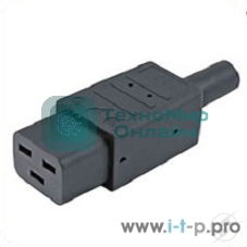 Разъемы для силового кабеля Hyperline CON-IEC320C19 Разъем IEC 60320 C19 220В 16A на кабель, контакты на винтах (плоские контакты внутри разъема), прямой