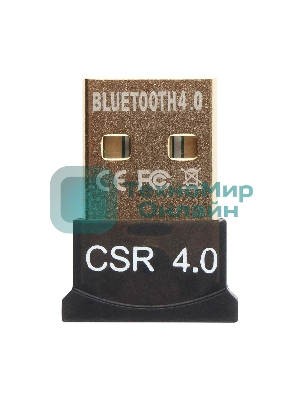 Адаптер Bluetooth Gembird, BTD-MINI5, ультратонкий корпус, v.4.0, 50 метров, до 24 Мбит/сек, USB