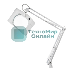 Лупа на струбцине Rexant, квадратная, 5D, с подсветкой, белая