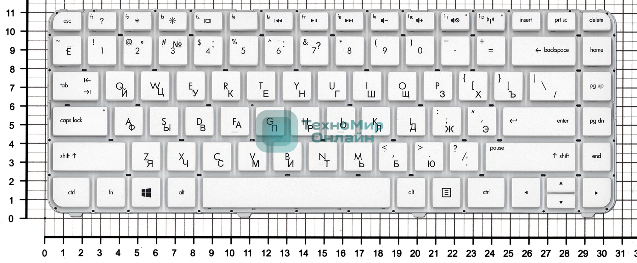 Клавиатура для ноутбука HP Pavilion G4-2000 белый без рамки