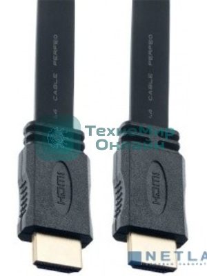 Кабель PERFEO HDMI A вилка - HDMI A вилка, плоский, ver.1.4, длина 2 м. (H1302)