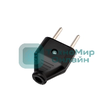 Вилка Rexant прямая без з/к 6А плоская черная