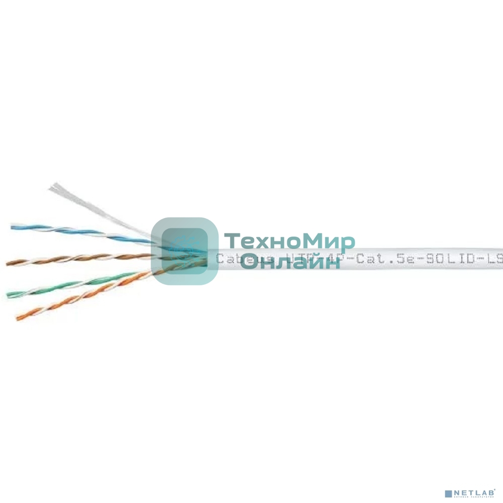 Кабель витая пара UTP (U/UTP) Cabeus UTP-4P-Cat.5e-SOLID-LSZH-WH cat.5e, 4 пары (24 AWG), одножильный, белый, LSZH, нг(А)-HF, (305 м)