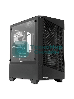 Компьютерный корпус HSPD M330, Mesh Mini-tower, черный, TG, 0.6 SPCC, 3x120mm ARGB mATX, mITX 175/330/160mm 2x2.5