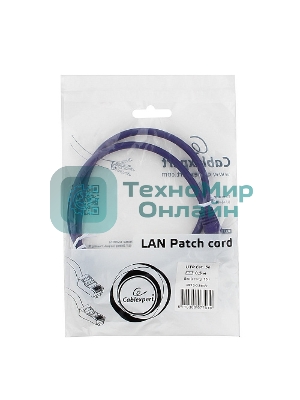 Патч-корд UTP Cablexpert cat.5e, 0.25м, литой, многожильный, фиолетовый