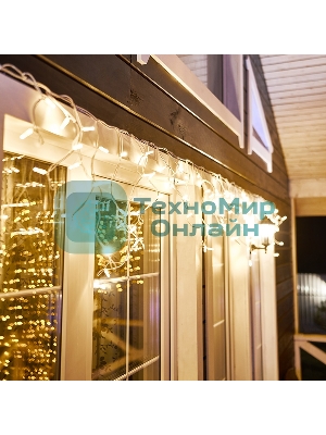 Гирлянда Neon-night Айсикл (бахрома) светодиодный, 4,0 х 0,6 м, белый провод каучук, 230 В, диоды теплый белый, 128 LED