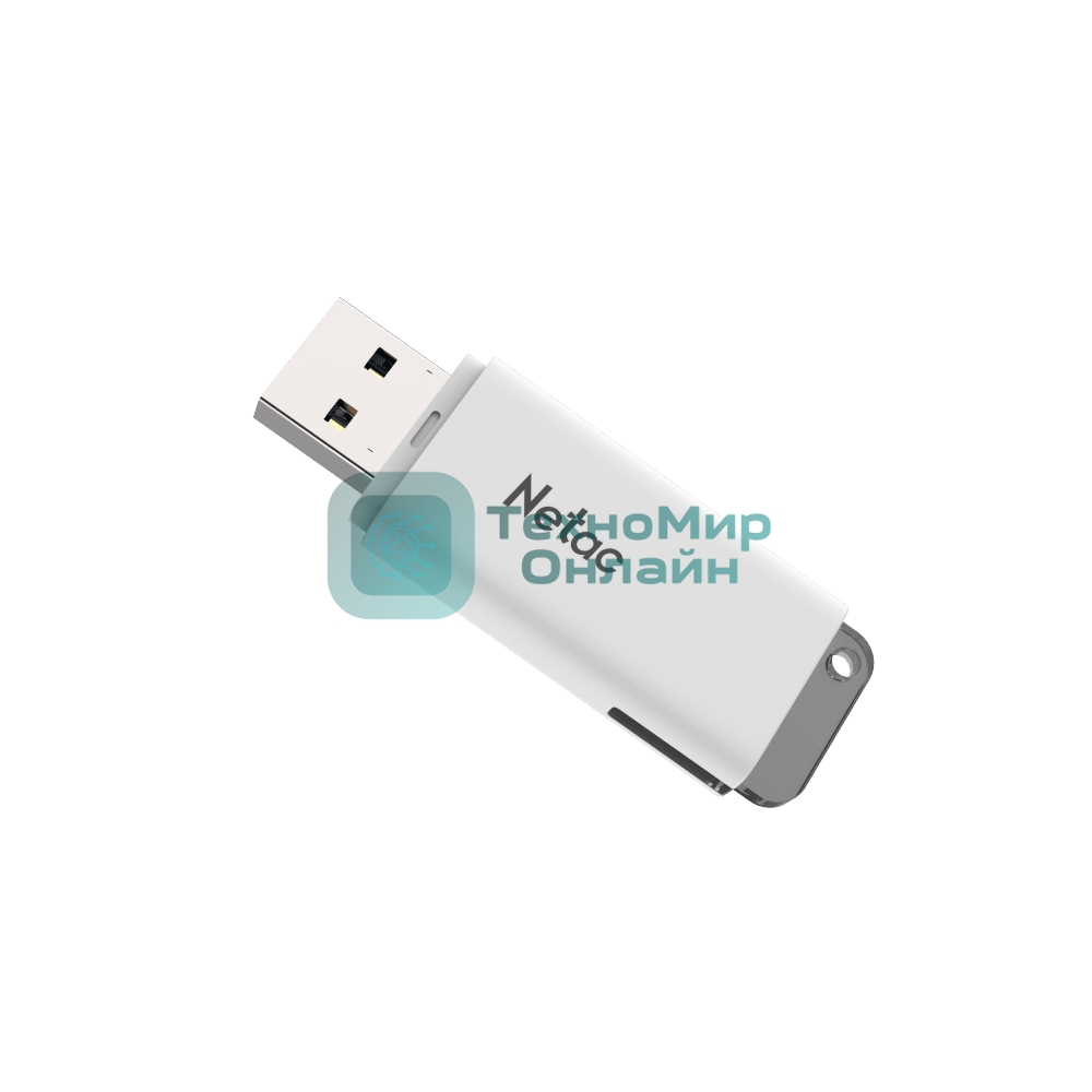 Флешка USB Netac U185 (NT03U185N-032G-20WH), 32Gb, USB 2.0, R/W 25/10, белый/серый
