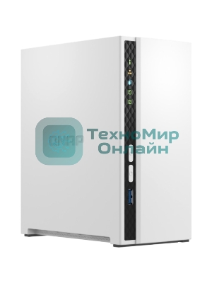 Сетевое хранилище SMB QNAP TS-233 NAS 2 HDD trays. ARM 4-core Cortex-A55 2.0GHz, ram 2 Gb (max), 1x1GbE, 2xUSB 2.0 port,1xUSB 3.2 Gen 1