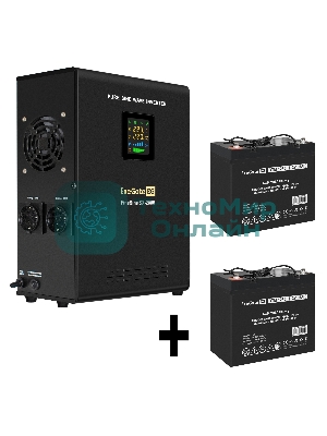 Комплект Источник бесперебойного питания EX296001RUS + батарея 55Aч EX285667RUS 2шт (инвертор, синус, для котла, настенный) ExeGate FineSine SX-2000.LCD.AVR.2SH <2000VA/1400W, чистая синусоида, цветной LCD-дисплей, AVR, 2*Schuko, линейно-интерактивный, крепление настенное/универсальное, черный> + батарея ExeGate DTM 1255 (12В, 55А·ч) 2шт