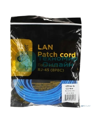 Патч-корд UTP Cablexpert PP12-10M/B cat.5e, 10м, литой, многожильный, синий