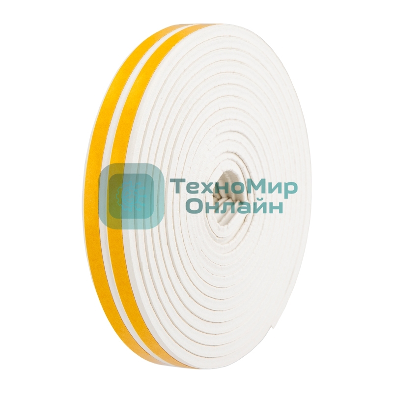 Уплотнитель самоклеящийся, белый, Е-профиль 9х4мм, для зазоров 1-3мм, упаковка по 6м PROconnect