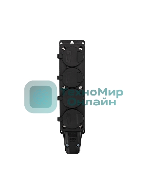 Розетка штепсельная Rexant четырехместная, влагозащищенная, с/з, 16 А, IP54, каучук