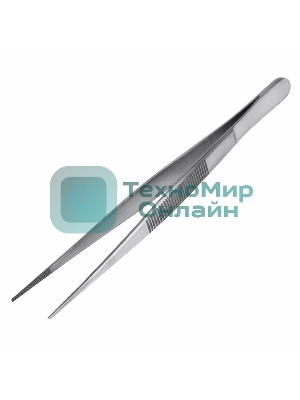 Пинцет прямой Rexant узкий, рифленый 145 мм ПРОФИ