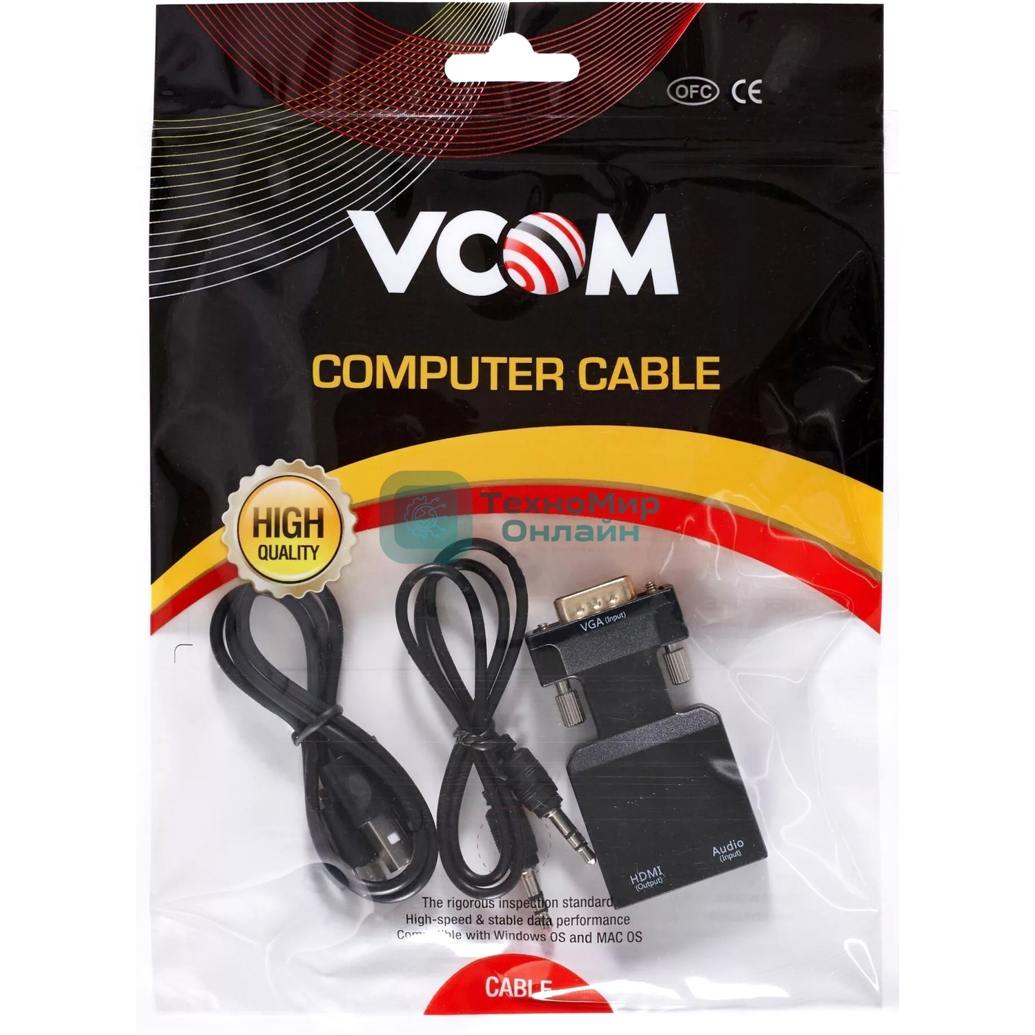 Переходник VCOM CA337A VGA(M)+audio+microUSB --> HDMI(F)1080*60Hz