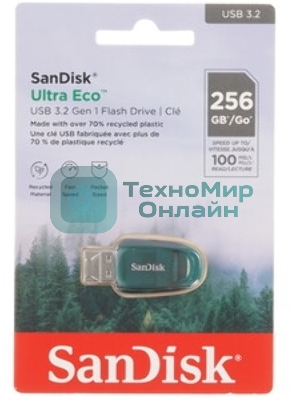 Флешка USB 256 Gb SanDisk CZ96 Ultra Eco, USB 3.2 зеленый