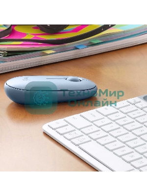 Мышь беспроводная Logitech Pebble M350 серый, 1000 dpi, радиоканал, Bluetooth, USB, кнопки - 3