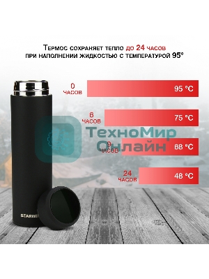 Термос Starwind 22-500 0.45л. черный картонная коробка