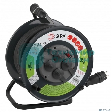 Удлинитель силовой ЭРА RMx-4es-3x2.5-40m-IP44(KG) на метал. катушке с/з 4 гнезда 40 м КГ 3х2.5