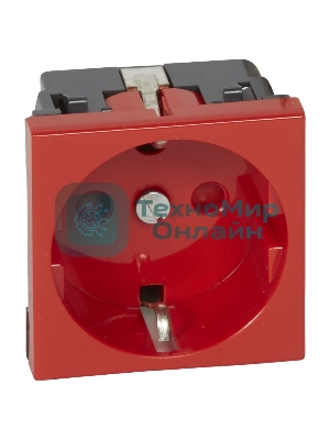 Механизм розетки Legrand 1-м СП Mosaic 2 модульный, с заземлением, красный Legrand 077214 124965