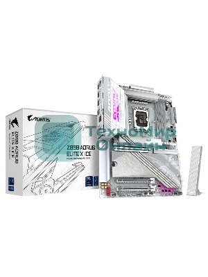 Материнская плата Gigabyte Z890 AORUS ELITE X ICE, LGA 1851, Intel Z890, 4xDDR5, 4xSATA, 5xM.2, 1xPCIe 5.0 x16, 1xPCIe 4.0 x4, 1xPCIe 4.0 x1, 1x 2.5Gb LAN, 4xUSB-A 3.2 Gen 1, 2xUSB-A 3.2 Gen 2, 4xUSB-A 2.0, 1xUSB-C (Thunderbolt 4), 2x3.5 мм, 7.1, ATX