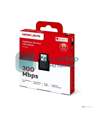 Сверхкомпактный USB-адаптер Mercusys MA12N с поддержкой Wi-Fi N300