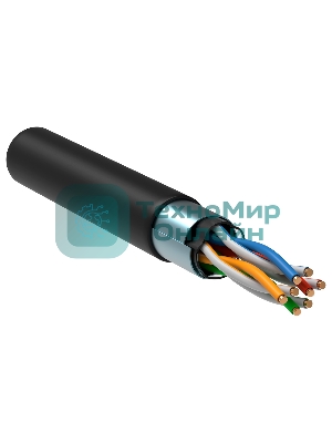 Кабель связи ITK витая пара F/UTP, cat.5e 4х2х24AWG solid, LDPE, 305м, черный