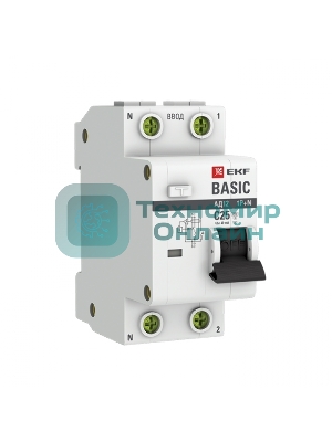 Выключатель автоматический дифференциального тока 1п+N C 25А 30мА тип АС эл. 4.5кА АД-12 Basic EKF DA12-25-30-bas