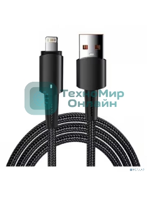 Кабель Rexant USB-A - Lightning для Apple, 2,4А, 1м, в черной нейлоновой оплетке, со световой индикацией