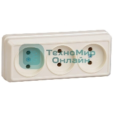 Розетка IEK ERO30-K33-10-DC РС23-2-ОК 3 местн. без з/к 10А откр.уст. ОКТАВА (кремовый)