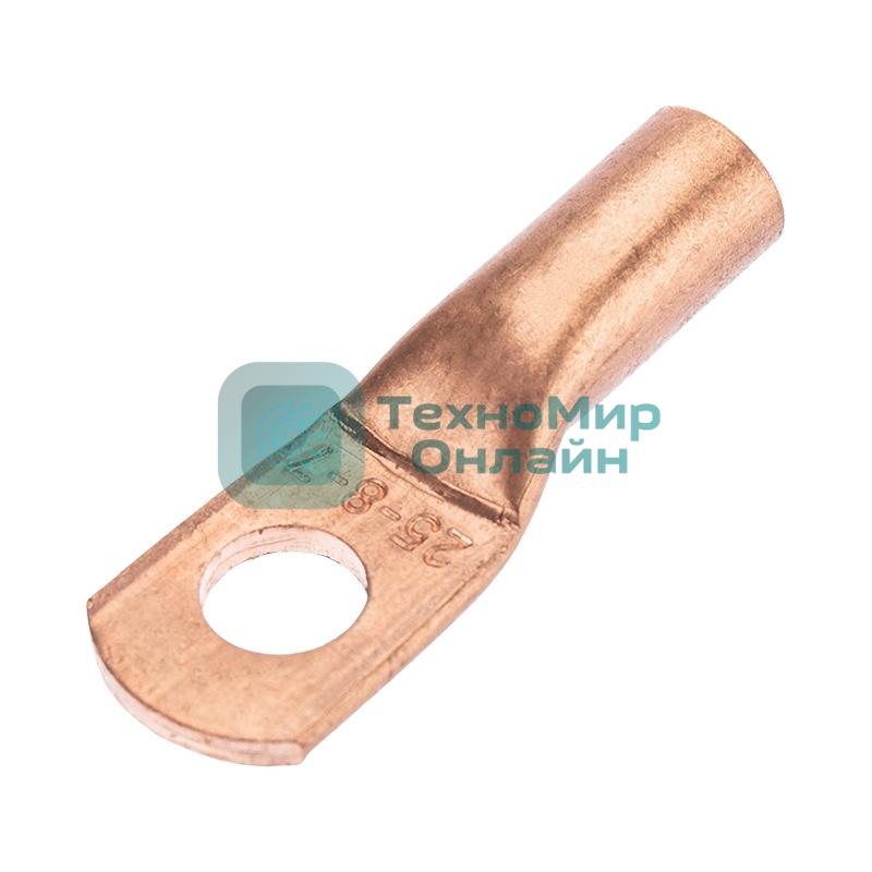 Наконечник медный Rexant ТМ 25-8-7 (25 мм² - Ø8 мм) (в упак. 100 шт.)