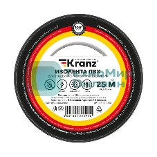 Изолента ПВХ Kranz 0.13х19 мм, 25 м, черная (5 шт./уп.)