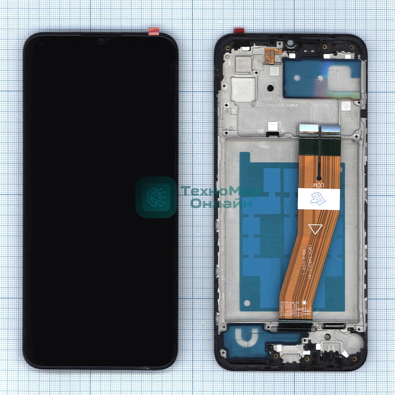 Дисплей для Samsung Galaxy A03 SM-A035F черный с рамкой