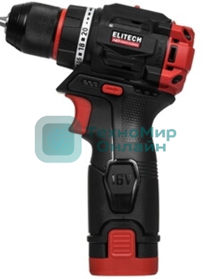 Дрель-шуруповерт Elitech CD 16L2, 16 В, 2 Ач, 55 Нм, бесщеточный
