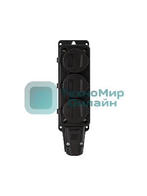 Розетка штепсельная Rexant трехместная, влагозащищенная, с/з, 16 А, IP54, каучук