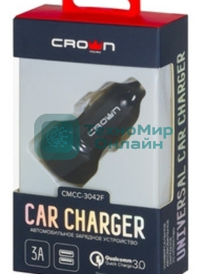 Автомобильное универсальное зарядное устройство Crown CMCC-004