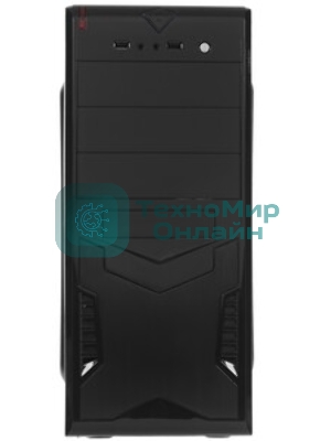 Компьютерный корпус Miditower ExeGate CP-601-UNS350 (ATX, БП UNS350 с вент. 12см, 2*USB, аудио, черный)
