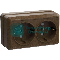 Розетка 2-м ОП Октава 16А РС22-3-ОД с заземл. дуб IEK ERO21-K04-16-DC