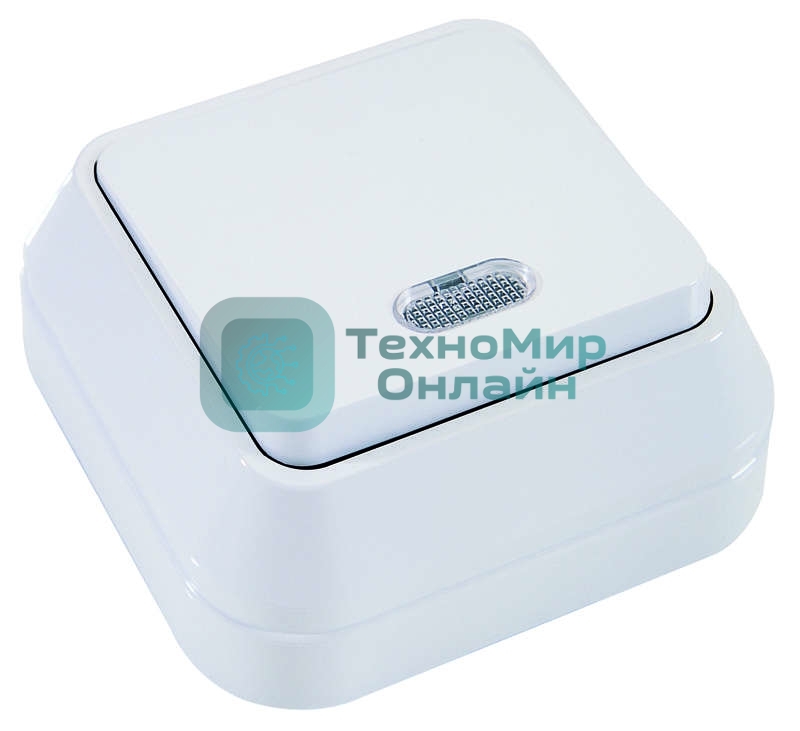 Выключатель проходной 1-кл. Makel ОП 10А IP20 с подсветкой белый