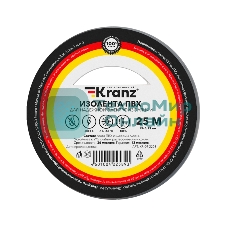 Изолента ПВХ Kranz 0.13х19 мм, 25 м, серая (5 шт./уп.)