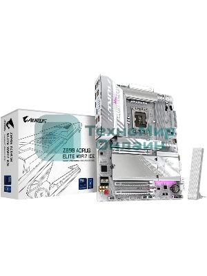 Материнская плата GIGABYTE Z890 AORUS ELITE WIFI7 ICE, LGA1851, Intel Z890, 4xDDR5, 4xSATA, 4xM.2, 1xPCIe 5.0 x16, 2xPCIe 4.0 x4, 1xDP (v1.4), 1xUSB Type-C, 1x2.5Gb LAN, Wi-Fi 7, Bluetooth 5.4, S/PDIF, 2x3.5 мм, 7.1, ATX