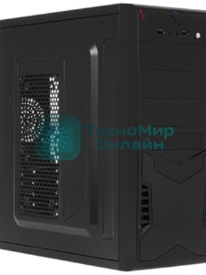 Компьютерный корпус Miditower ExeGate CP-601-UNS350 (ATX, БП UNS350 с вент. 12см, 2*USB, аудио, черный)