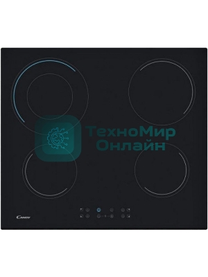 Встраиваемая электрическая панель CANDY CH64DVT . 4 hi light зоны нагрева. Цветная графика зон расширения. 1 зона расширения: круглая Ø 130-220 мм. 