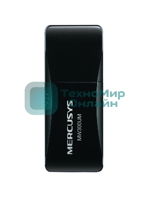 Сетевой адаптер USB2.0 адаптер Mercusys MW300UM, 300 Мбит/с, компактный