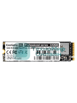 Накопитель SSD ExeGate NextPro+ KC4000TP512, 512Gb, M.2 2280, PCIe 4.0 x4, NVMe, R/W 5000/3600