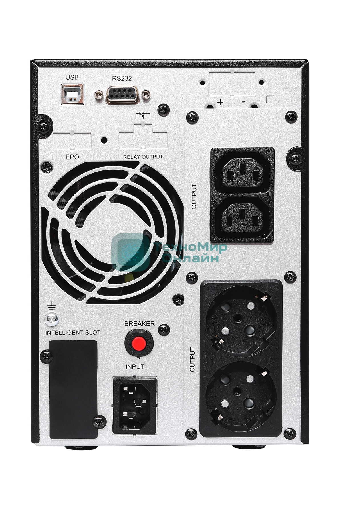 Источник бесперебойного питания Сайбер Электро ИБП ЭКСПЕРТ-II-2000 Онлайн, Напольное исполнение 2000ВА/1800Вт USB/RS-232/SNMPslot (2 EURO + 2 IEC С13) (12В/7А·ч. х 4)