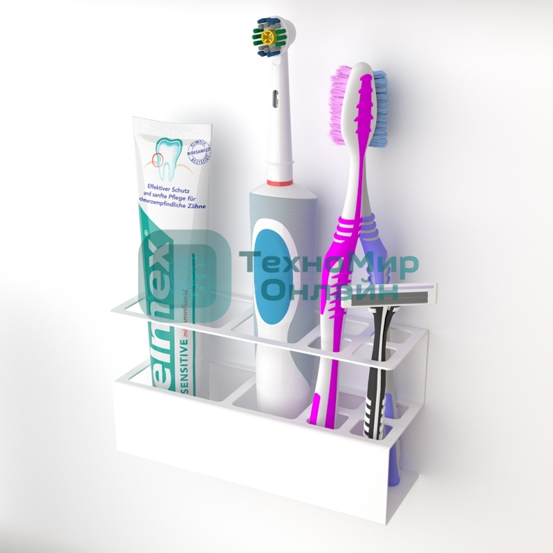 Держатель Rexant для хранения зубных щеток и аксессуаров для ванны, белый