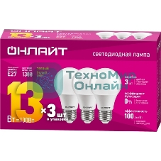 Лампа светодиодная ОНЛАЙТ 80 875 OLL-F-A60-09-230-4K-E27 80875