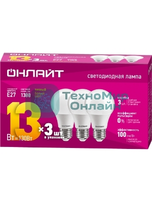 Лампа светодиодная ОНЛАЙТ 80 875 OLL-F-A60-09-230-4K-E27 80875
